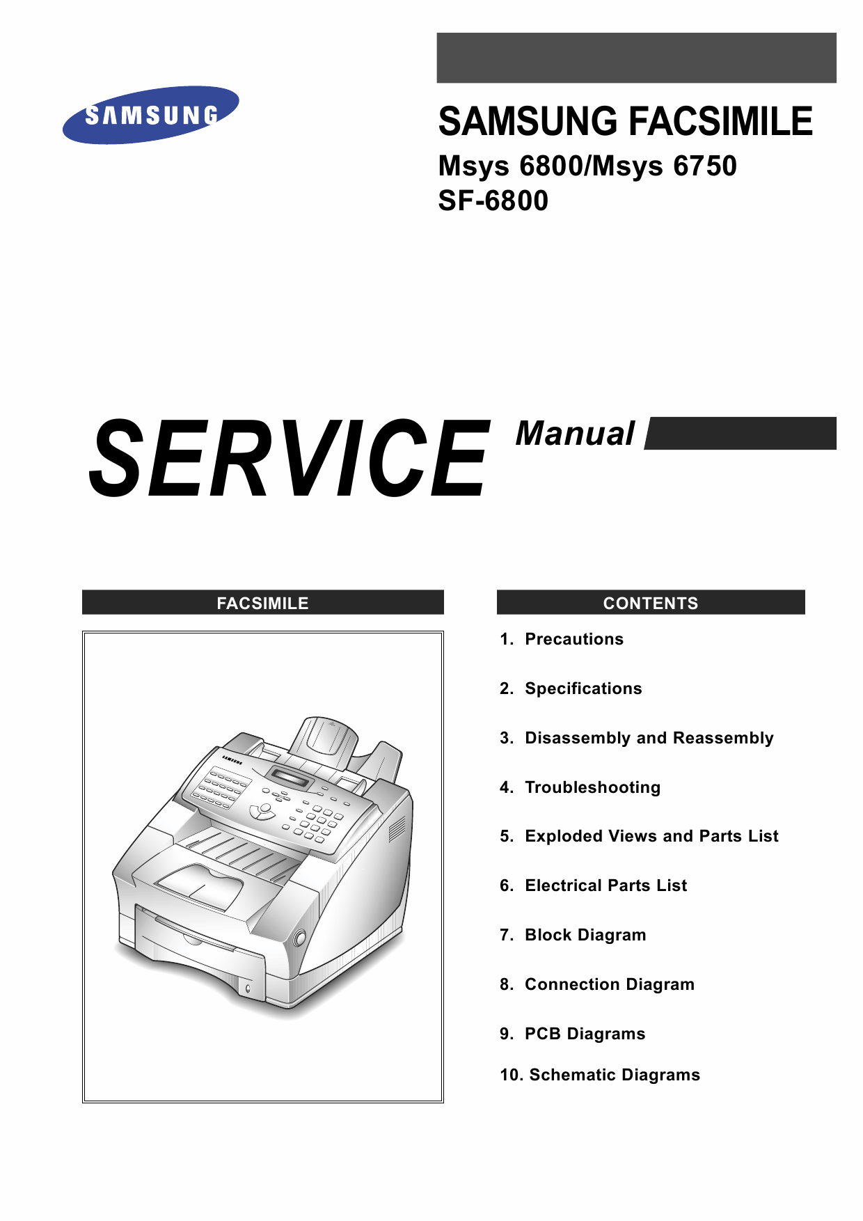 Samsung FACXIMILE SF-6800 Msys-6800 6750 Parts and Service Manual-1